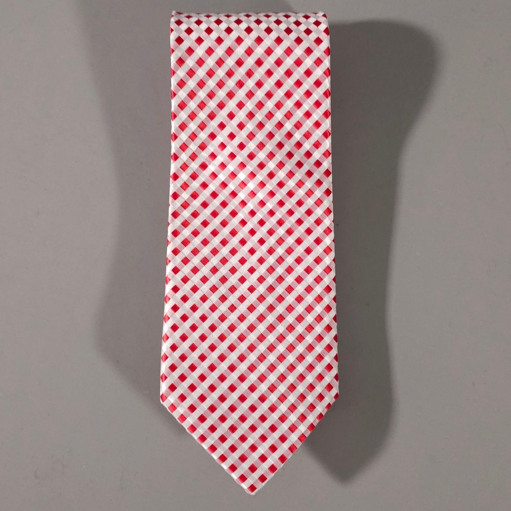 Paul Smith Tie Mens OS Red Gingham Check Silk Made in Italy Necktie